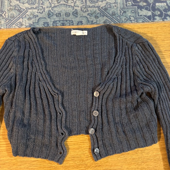 Women's Aeropostale Blue Button Up Cropped Cardigan Sweater - Picture 3 of 6